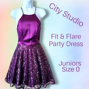 City Studio Fit & Flare Dress Size 0 Juniors Sequined City Studios Winter Dance